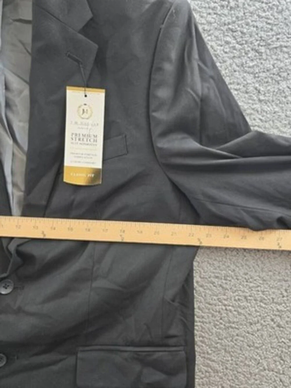 J.M. Haggar Premium Stretch Classic-Fit Suit Jacket Men's 44 Black Long Sleeves